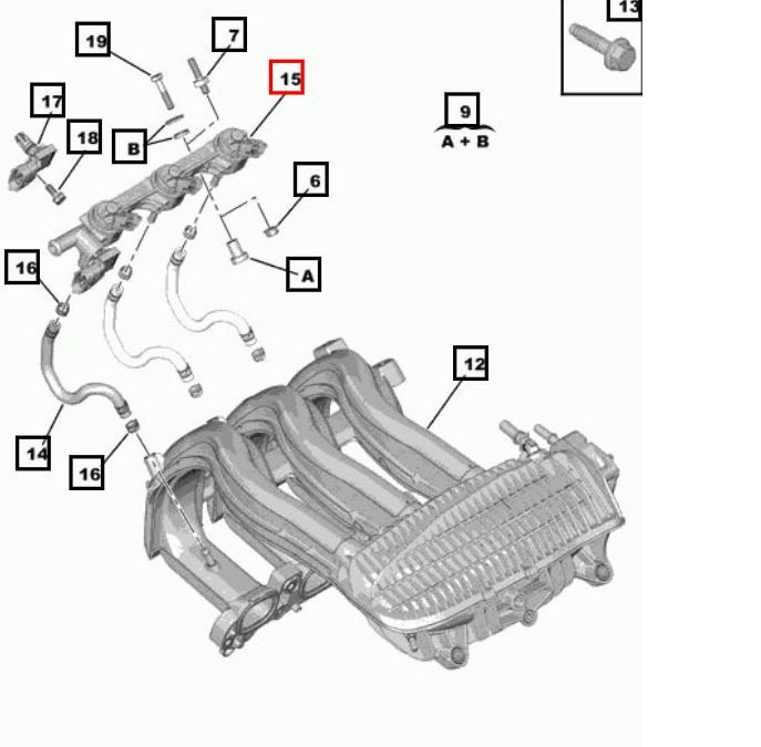 9825996180 Rail Gpl Psa Citroen C3 Peugeot 208 1.2