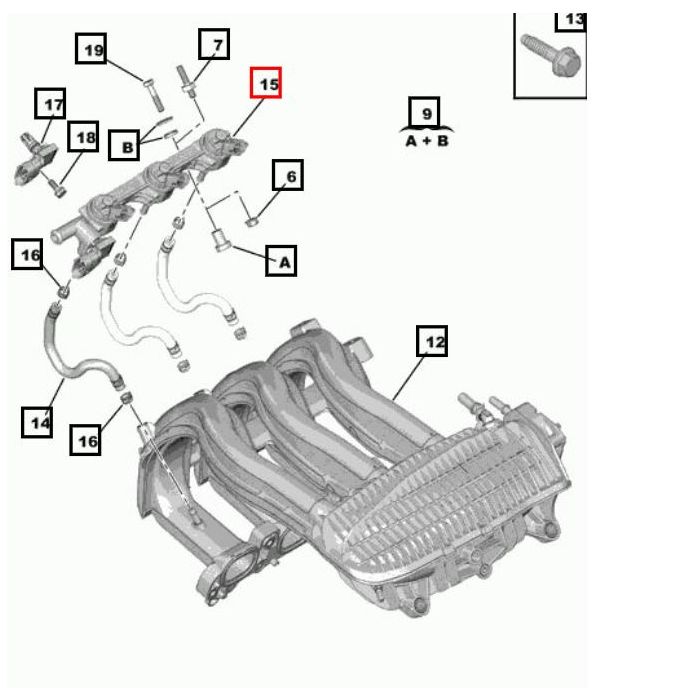 9825996180 Rail Gpl Psa Citroen C3 Peugeot 208 1.2